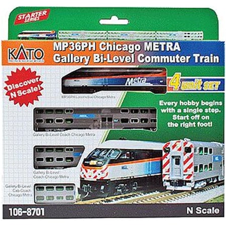 Kato Chicago Metra Bi-Level Commuter Train-Only Set - N-Scale KAT1068701